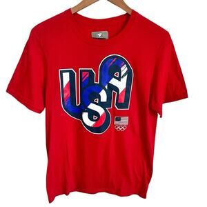Team USA Olympic Graphic T-Shirt NWT Official Fanatics Red Cotton Men's Small